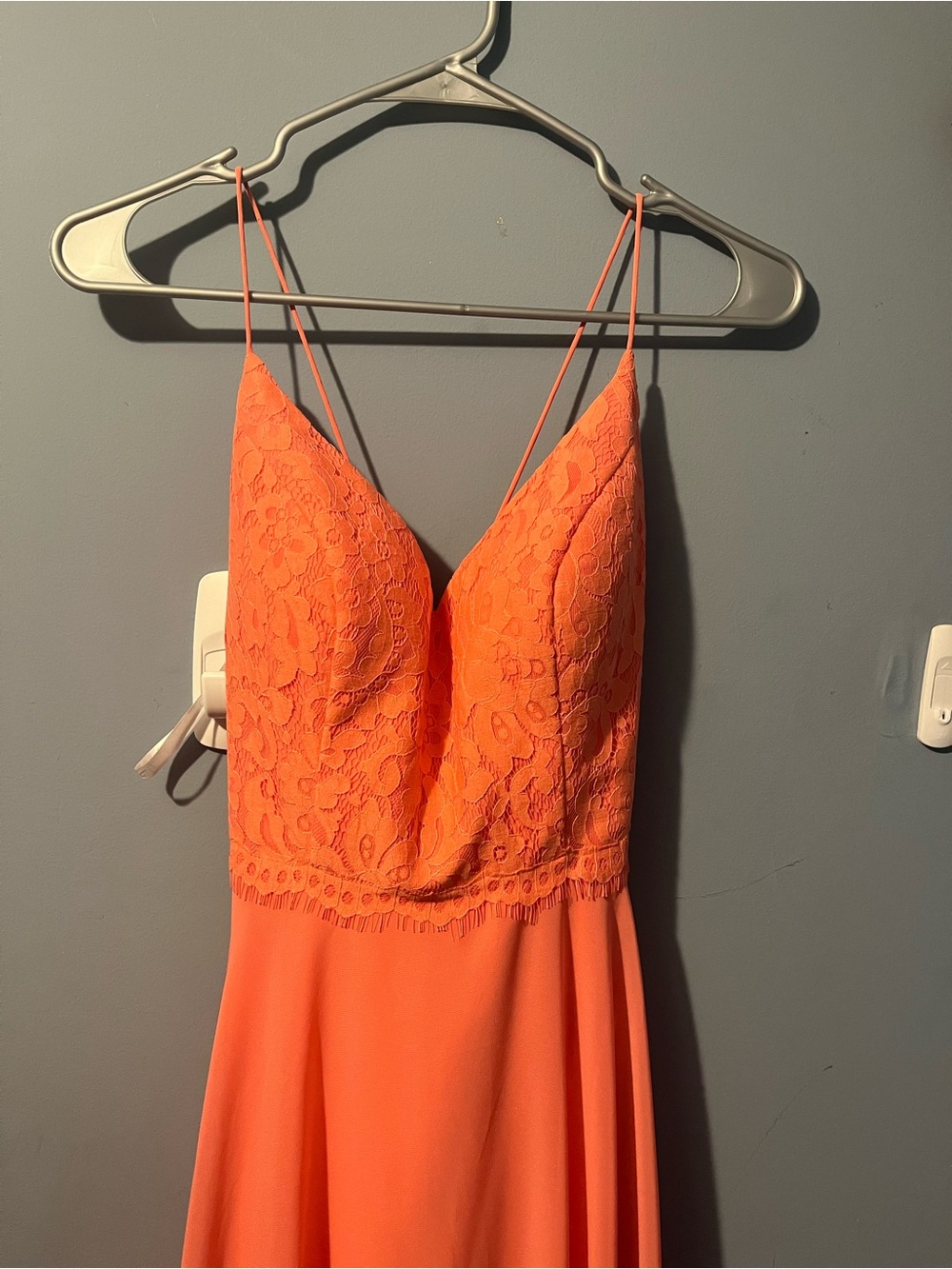 Christina Wu Coral Lace Bodice Maxi Dress